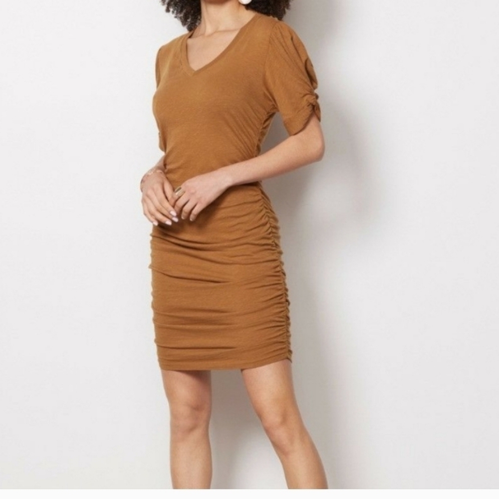 SUNDRY Runched Dress NWT Size 2 Mustard Brown